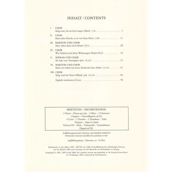 Edition Peters Brahms Ein deutsches Requiem