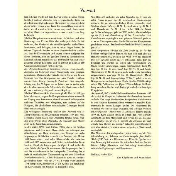 Breitkopf & Hrtel Sibelius Piano Pieces