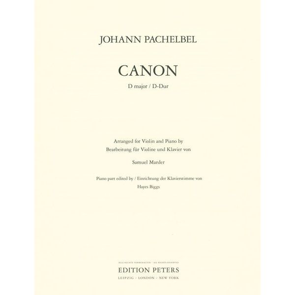 Edition Peters Pachelbel Kanon D-Dur Violin