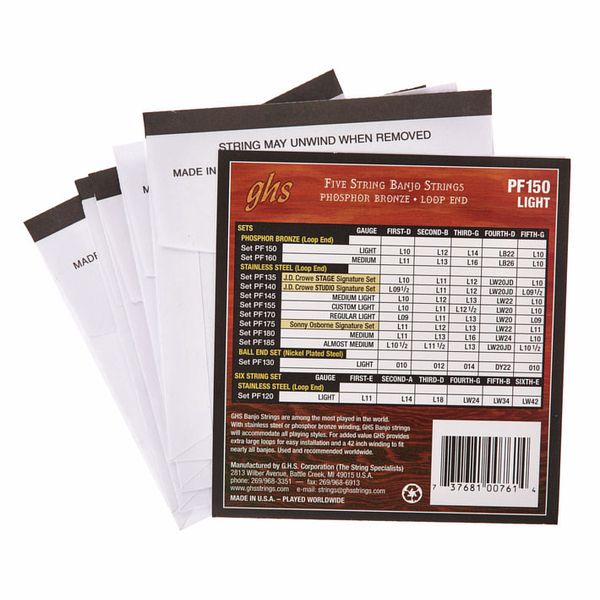 GHS PF150 5-String Banjo Set