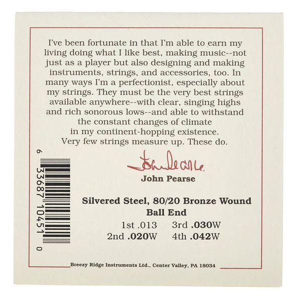 John Pearse 450L Irish Tenor Guitar Str.