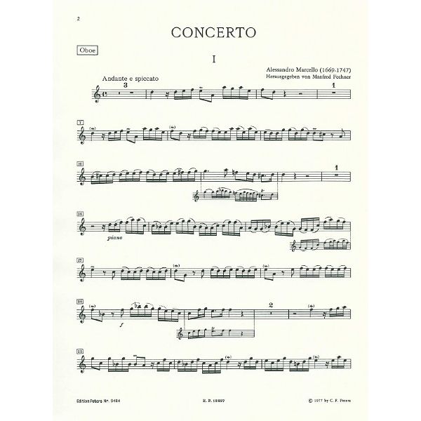 Edition Peters Marcello Concerto d-moll Oboe