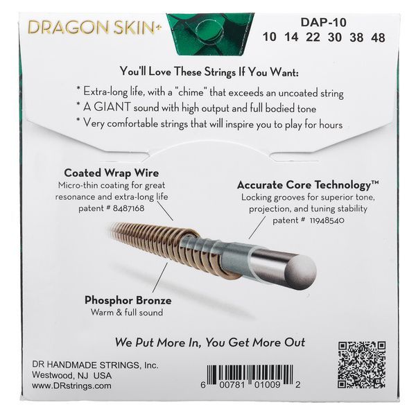 DR Strings Dragon Skin+ DAP-10/48 Coated