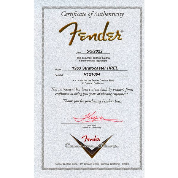 Fender 63 Strat ASFS Heavy Relic