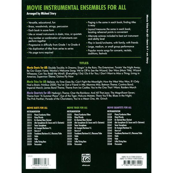 Alfred Music Publishing Movie Trios For All Horn
