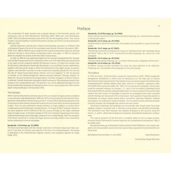 Breitkopf & Hrtel Camillo Schumann Orgelsonaten