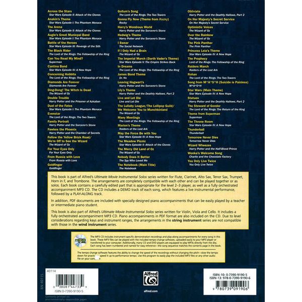 Alfred Music Publishing Ultimate Movie Solos T-Sax