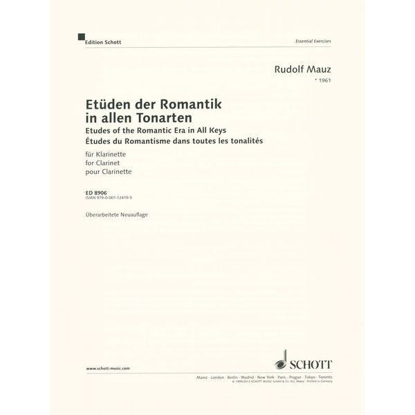 Schott Etüden der Romantik Clarinet