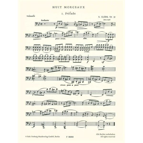 Robert Forberg Musikverlag Glière Huit Morceaux