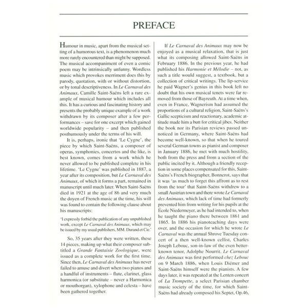 Edition Eulenburg Saint-Saens Karneval der Tiere