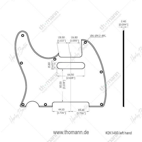 Harley Benton Parts TE-Style Pickguard BK LH
