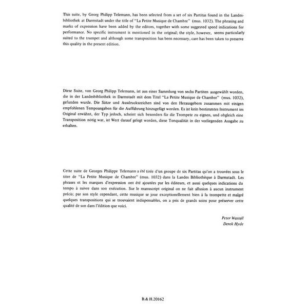 Boosey & Hawkes Telemann Suite No.1 Trumpet