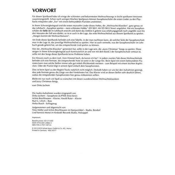 Schott Hobby Weihnachtsmelodien A-Sax