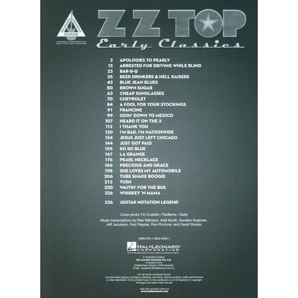 Hal Leonard ZZ Top Early Classics