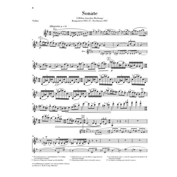 Henle Verlag Ravel Violinsonate G-Dur