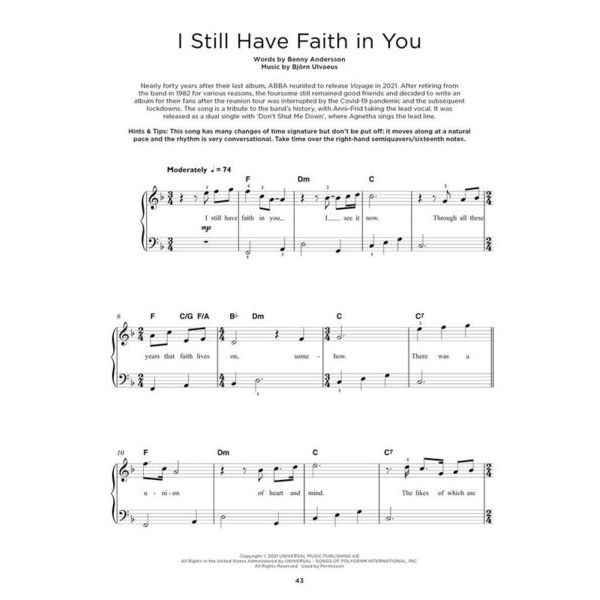 Hal Leonard Really Easy Piano Abba