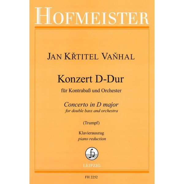 Friedrich Hofmeister Verlag Vanhal Concert D-Dur Kontrabas