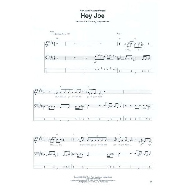 Hal Leonard Jimi Hendrix Bass Tab