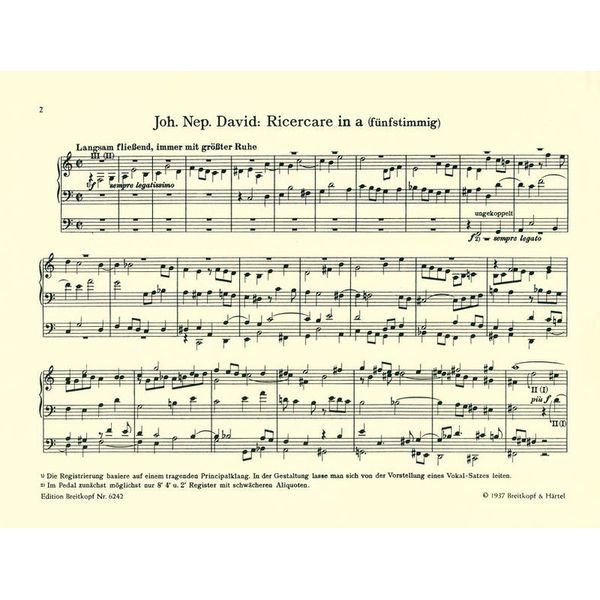 Breitkopf & Hrtel David Ricercare a-moll