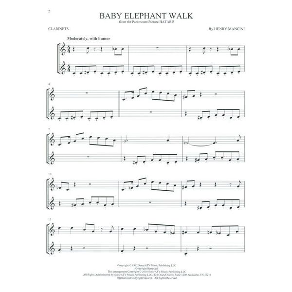 Hal Leonard Movie Songs For Two Clarinets