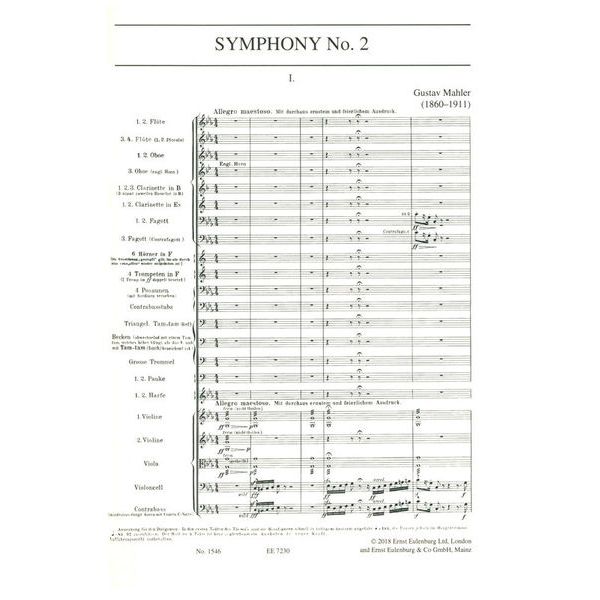 Edition Eulenburg Mahler Sinfonie Nr. 2 C-Moll