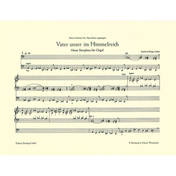 Breitkopf & Hrtel Kluge Vater unser im Himmel