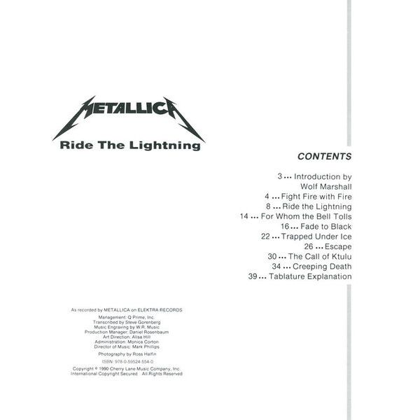 Hal Leonard Metallica Ride Lightning Bass