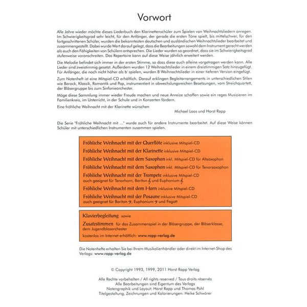 Horst Rapp Verlag Fröhliche Weihnachten Cl