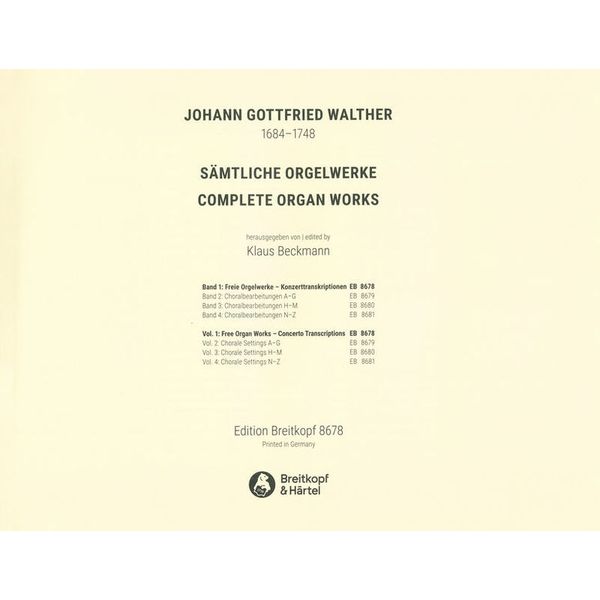 Breitkopf & Hrtel Walther Smtliche Orgelwerke 1