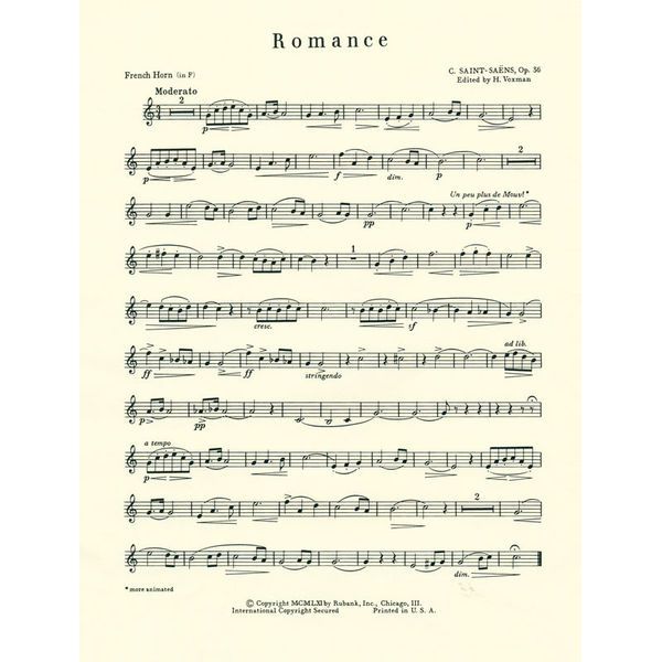 Rubank Publications Saint-Sans Romance op. 36