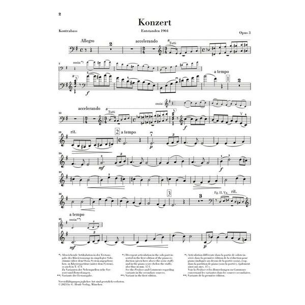 Henle Verlag Koussevitzky Kontrabasskonzert
