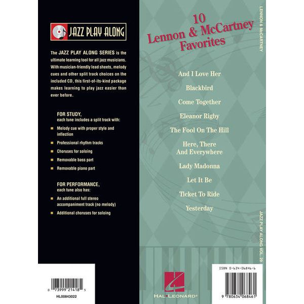 Hal Leonard Jazz Play-Along Lennon Cartney