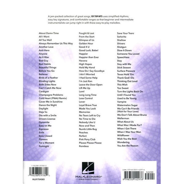 Hal Leonard 101 Top Hits for Violin