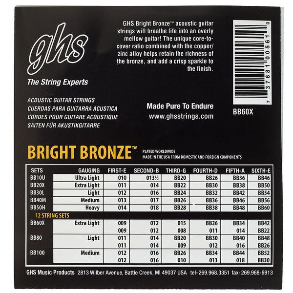 GHS Bright Bronze BB60X 009-042