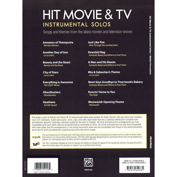 Alfred Music Publishing Hit Movie & TV Solos Mallets