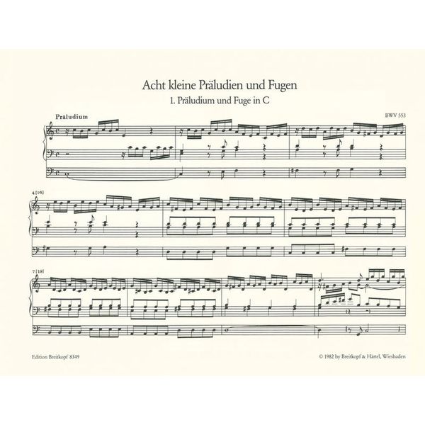 Breitkopf & Hrtel Bach Acht Prludien und Fugen