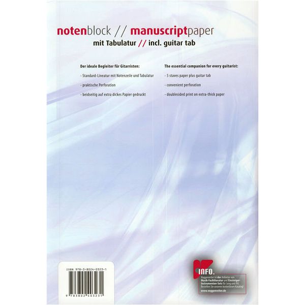 Voggenreiter Notenblock Music Paper Tab A4