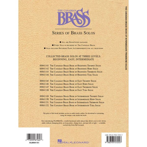 Hal Leonard Canadian Brass Trombone Med.