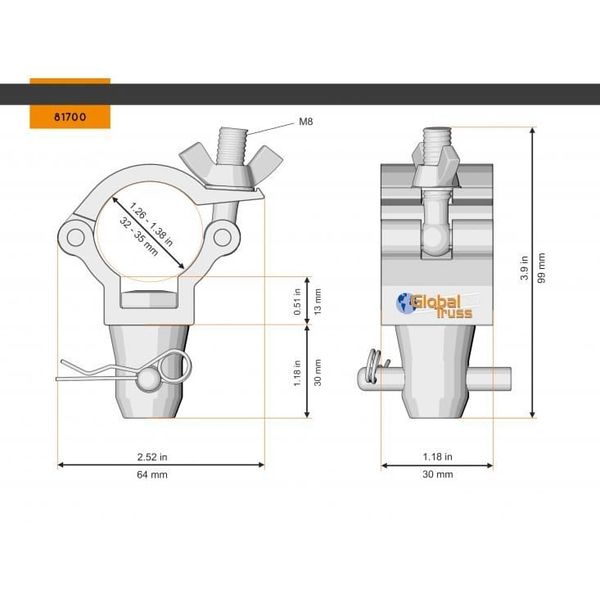Global Truss 81700 Half Coupler Half Cone