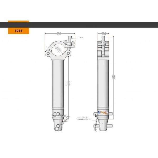Global Truss 5055 Half Coupler Spacer 210mm