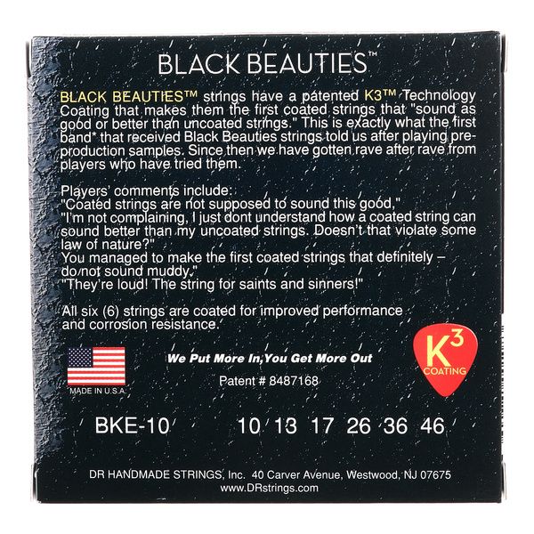 DR Strings Black Beauties BKE-10