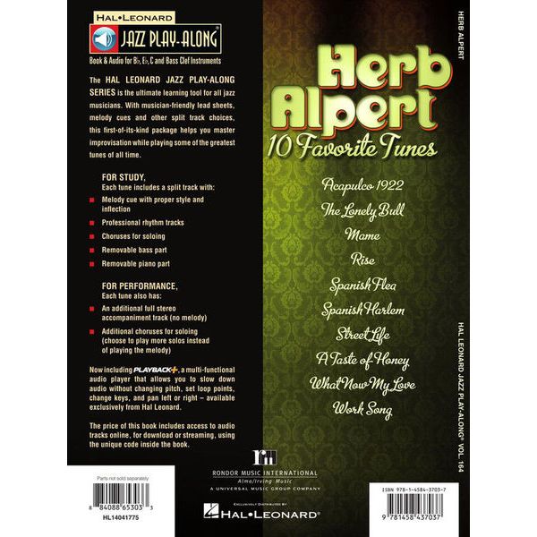 Hal Leonard Jazz Play-Along Herb Alpert