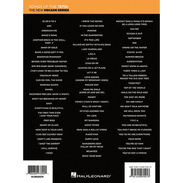 Hal Leonard Songs of the 1970s
