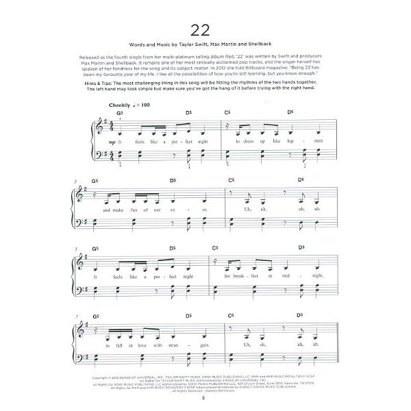 Hal Leonard Really Easy Piano Taylor Swift