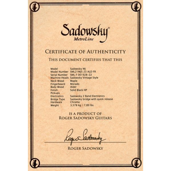 Sadowsky MetroLine 21-5 Vin MM MO BK