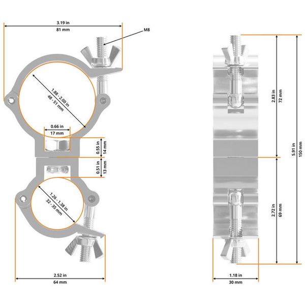 Global Truss 8233 Swivel Coupler 35/50mm