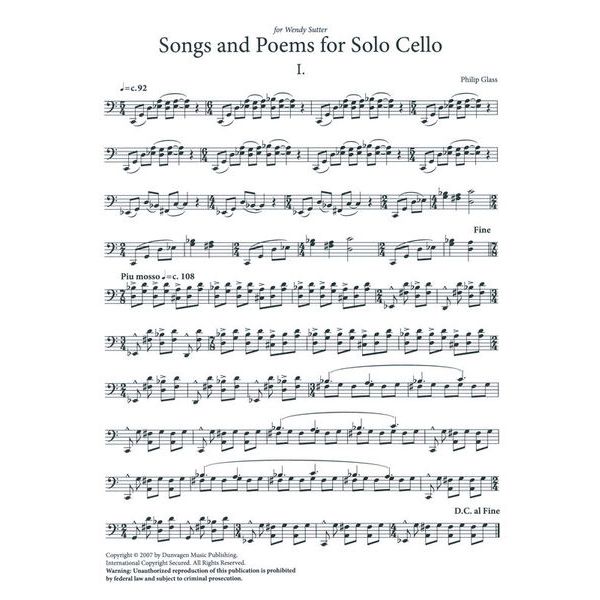 Chester Music Philip Glass Songs and Poems