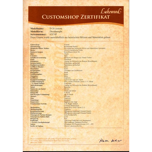 Lakewood D-38 Cherry Custom