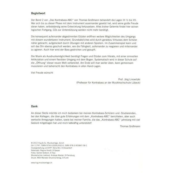 Edition Hug Kontrabass ABC 2 Schule