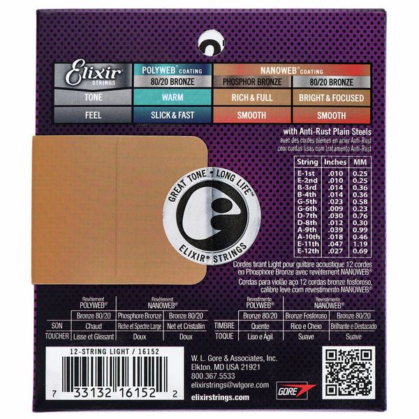 Elixir Nanoweb Light 12 Str. Phosphor